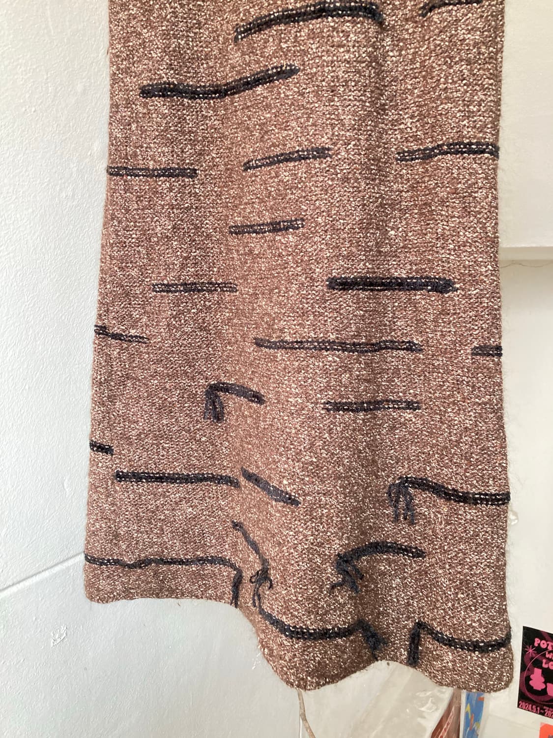 울 100 그런지 밴딩 롱 스커트 상품이미지3