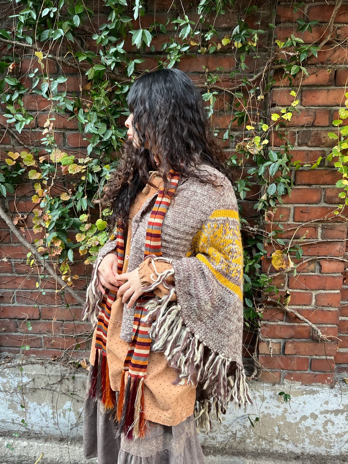 히피무드 니트 케이프 상품이미지3