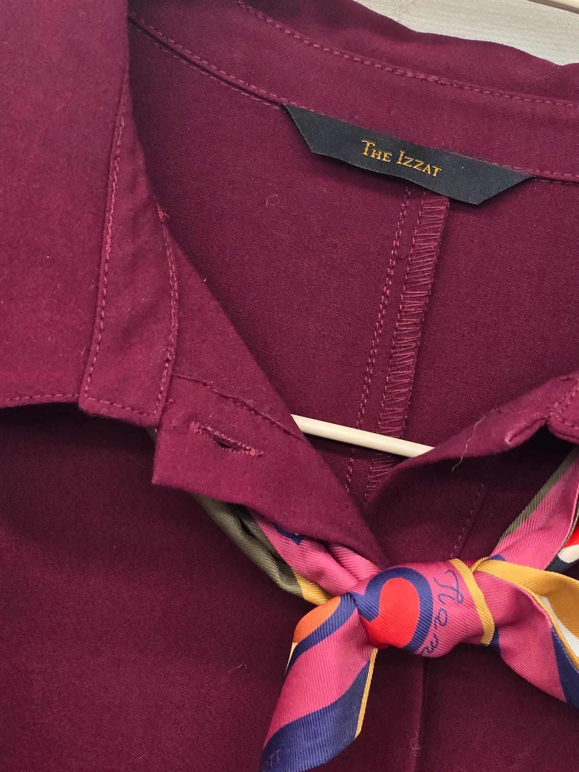 THE IZZAT 버건디 셔츠 롱 원피스 FREE 상품이미지7