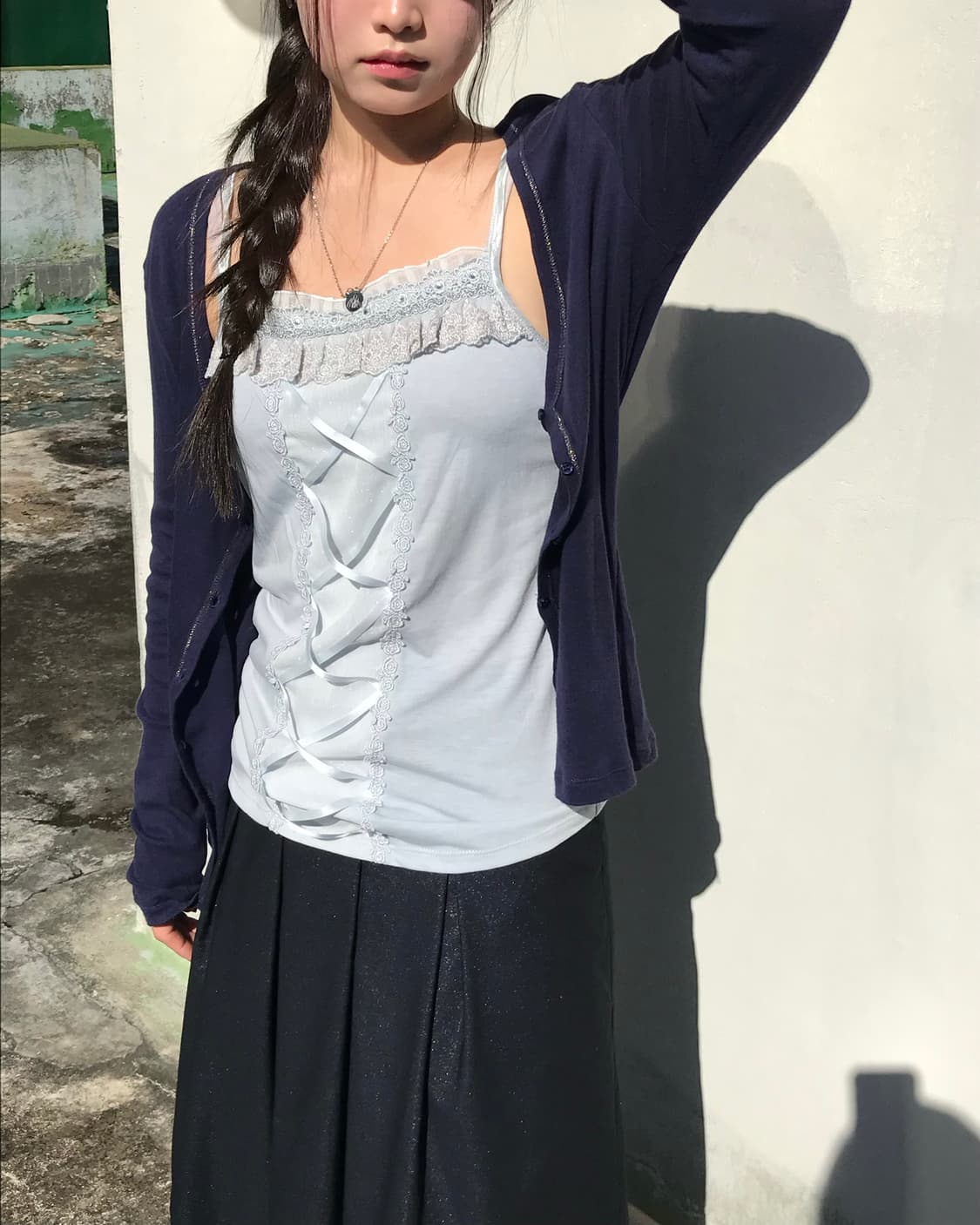 레이스 리본 코르셋 나시  상품이미지1