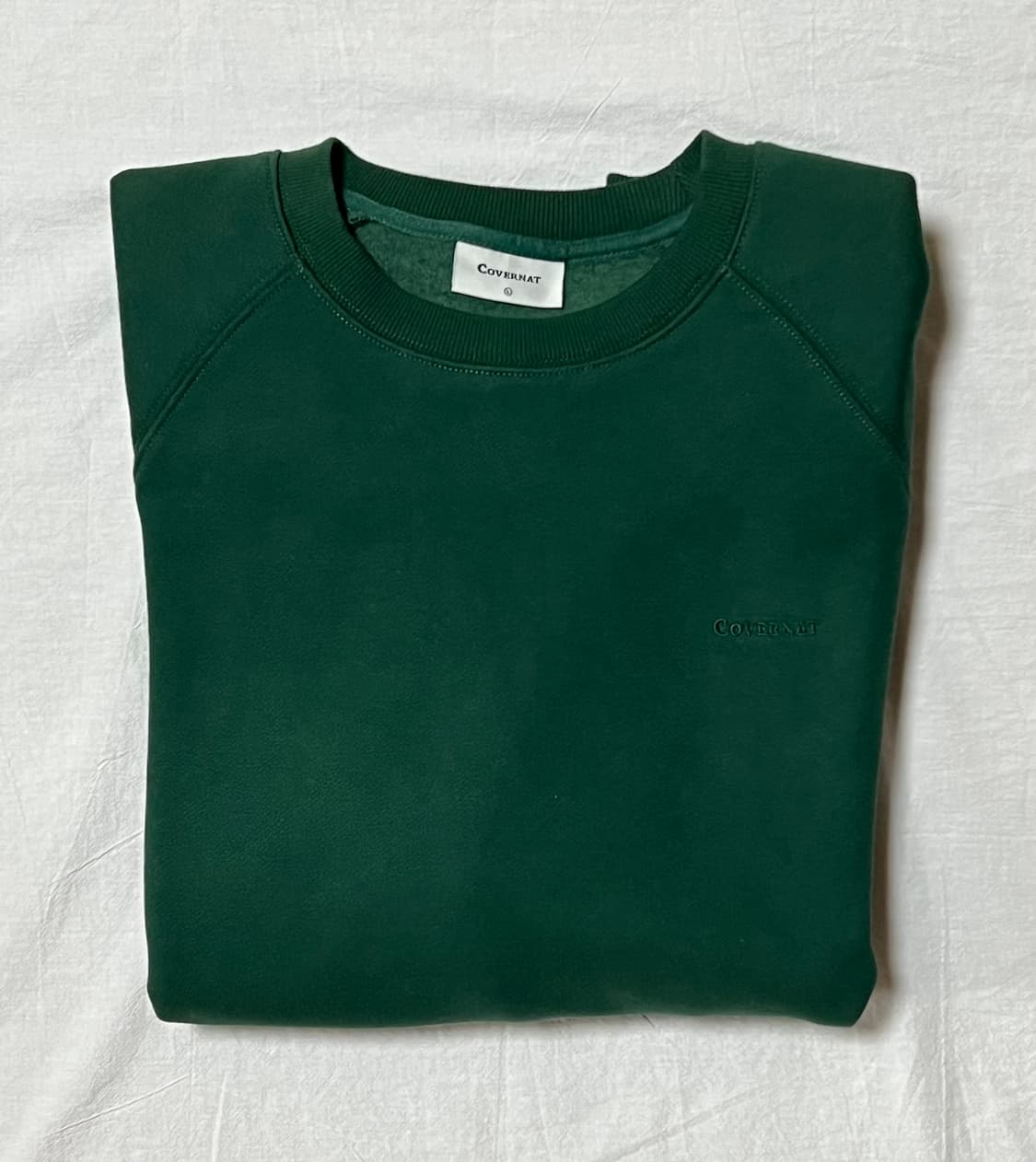 [새상품] L) 커버낫 스몰 로고 기모 맨투맨 그린 상품이미지3