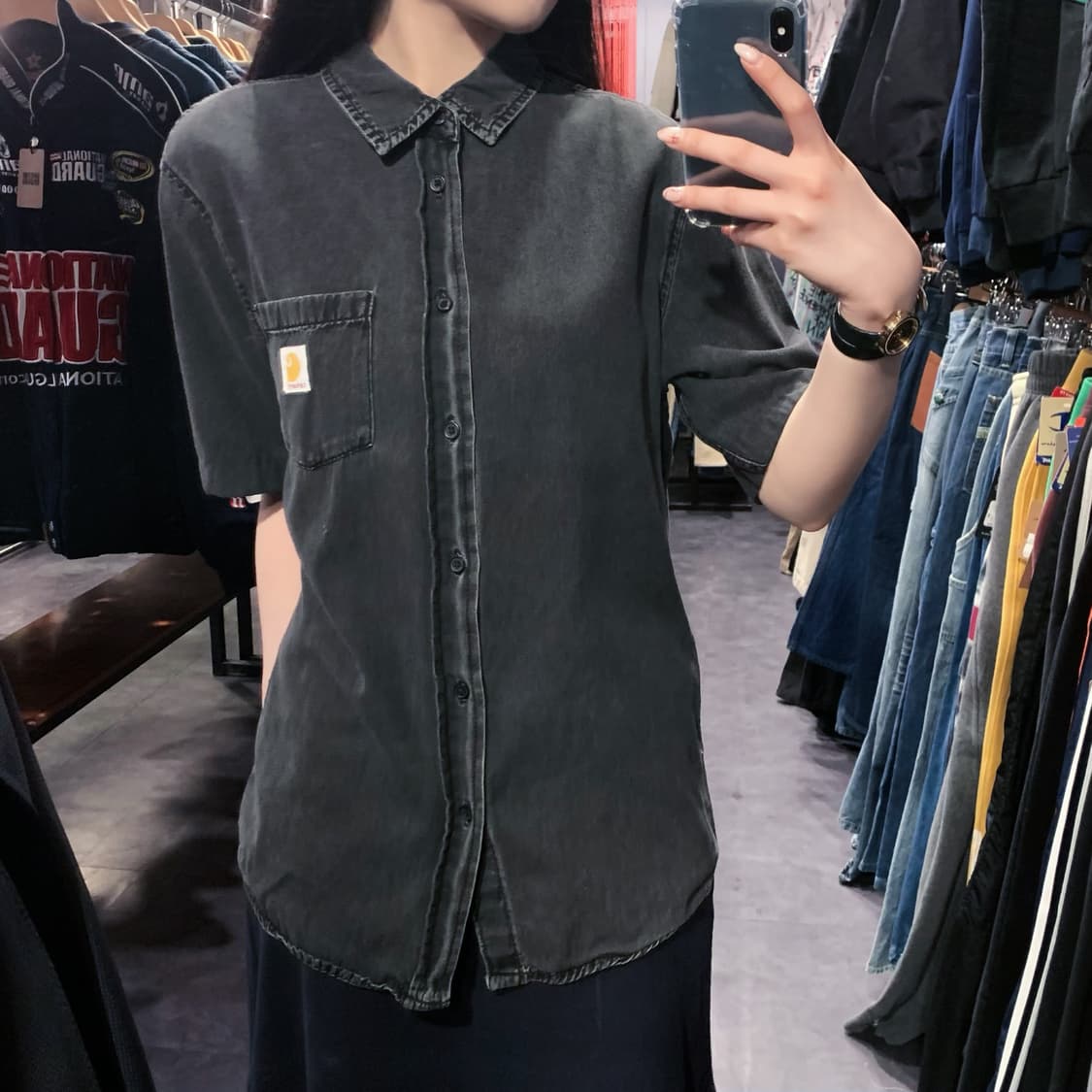 [IM] Carhartt 칼하트 흑청 반팔 셔츠 차콜 상품이미지2