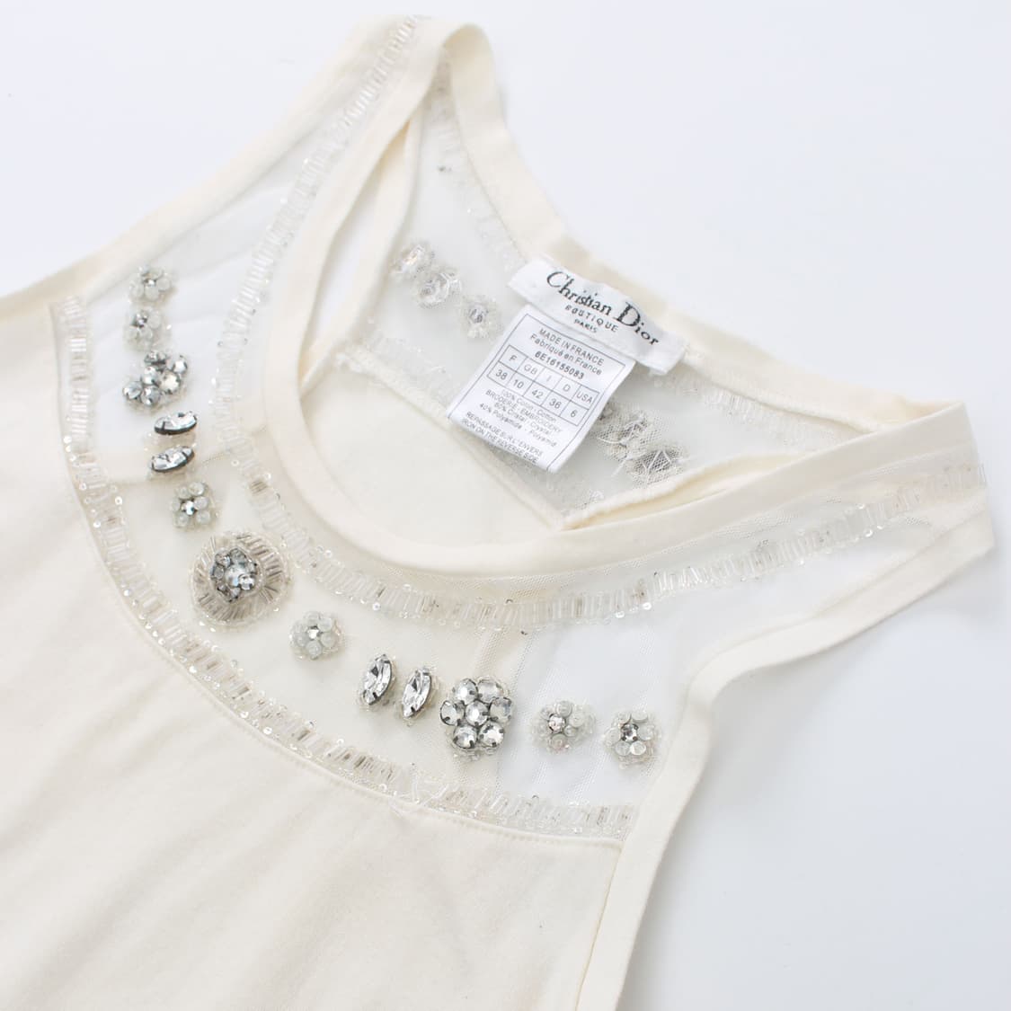 디올 Dior 빈티지 비즈 장식 자수 슬리브리스 나시 티셔츠 상품이미지3