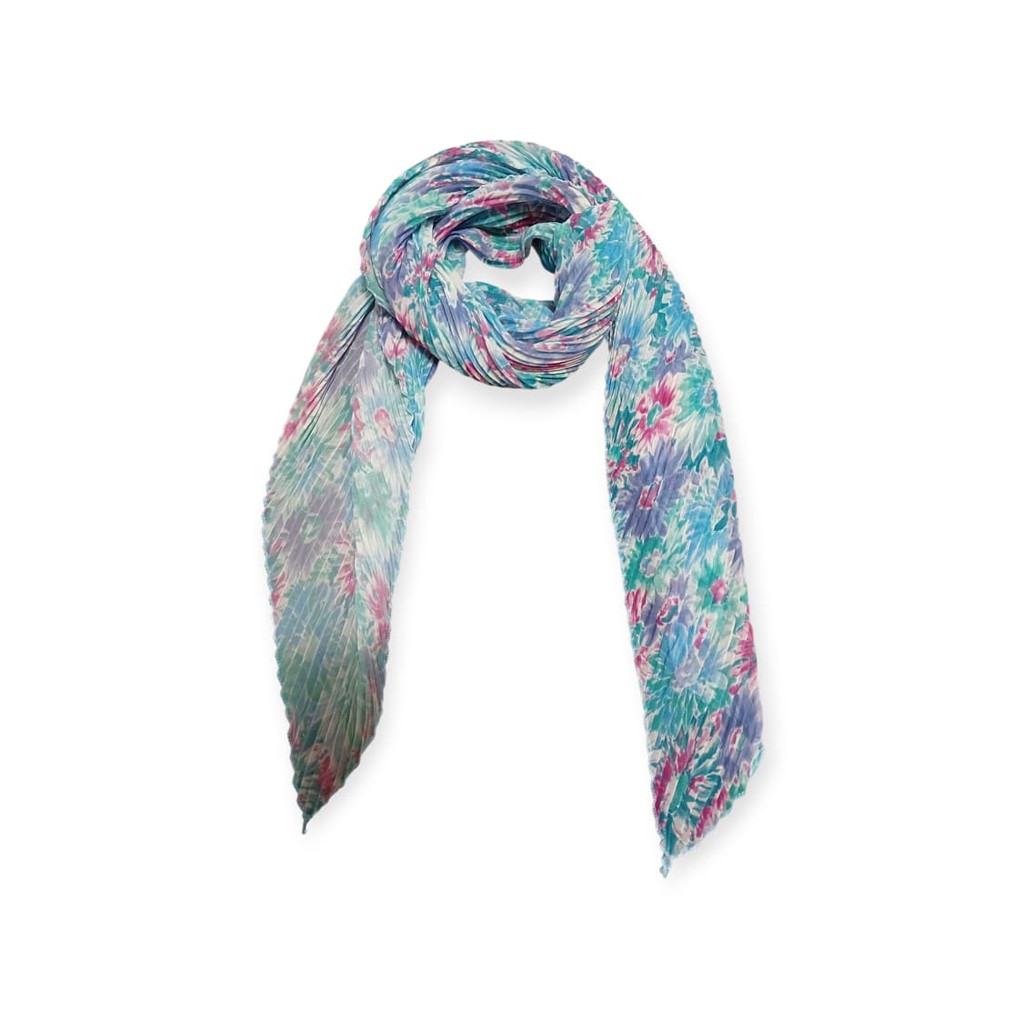 플라워 블루 플리츠 스카프  상품이미지1