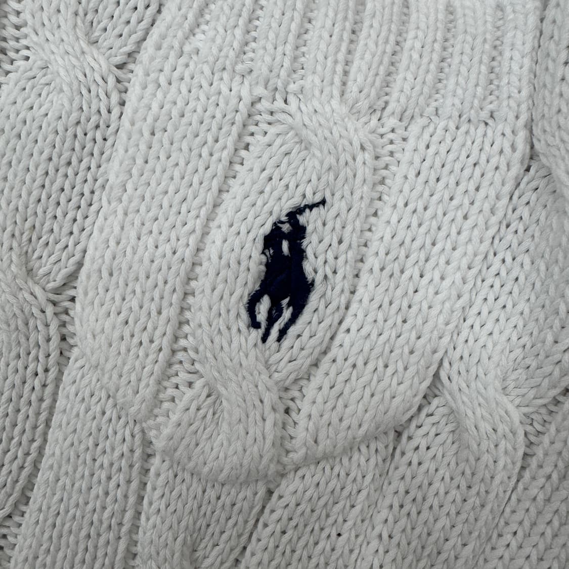 여성용 S 폴로 랄프로렌 화이트 케이블 라운드 반팔 니트 상품이미지3