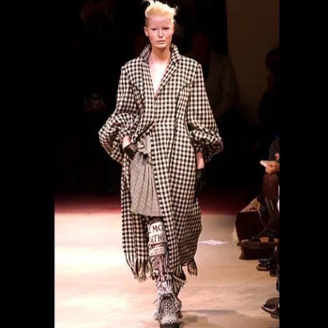 2 요지야마모토 03AW 아카이브 하운드 체크 랩 플리츠 스커트 치마 상품이미지1