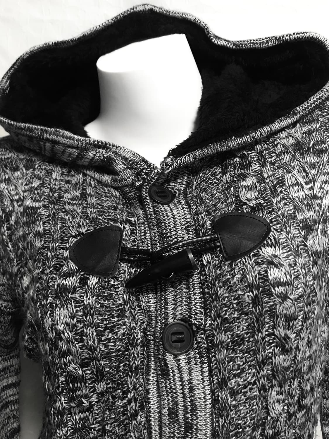 빈티지 semantic design vkei 펑크 토글 퍼 후드 가디건 상품이미지3