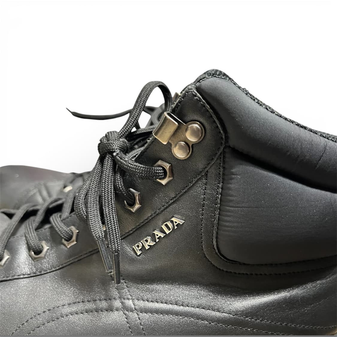 [275] 프라다 스포츠 하이탑 블랙 레더 하이커 부츠 상품이미지6