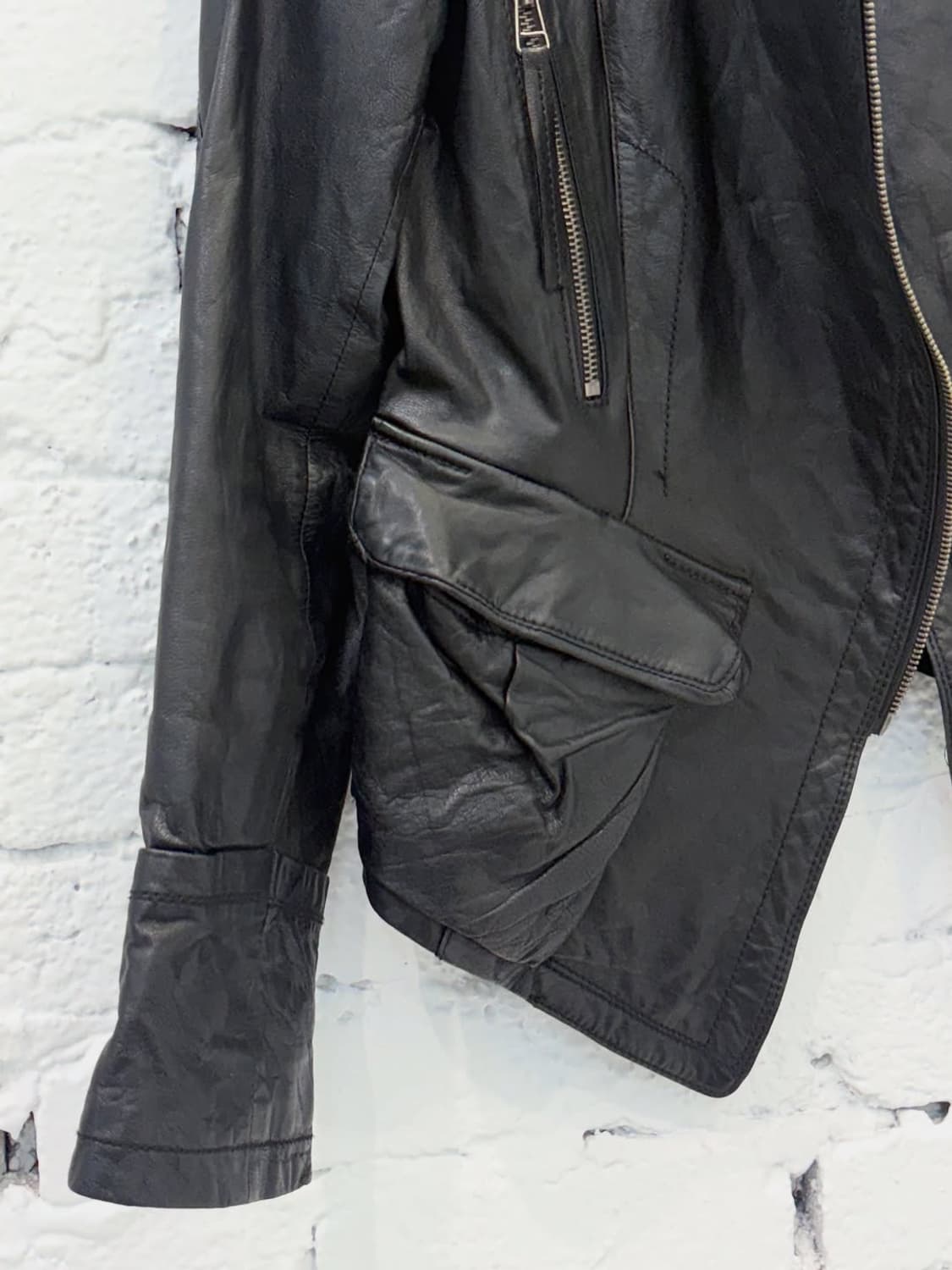 Asymmetric Zip Leather Rider Jacket 상품이미지8