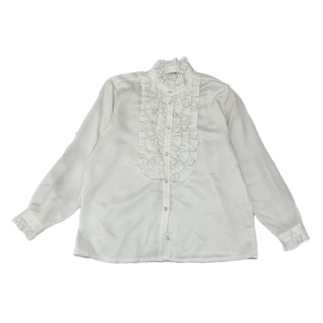 LEMONA 화이트 실크 세틴 프릴 블라우스 고스로리 지뢰계 양산형 상품이미지2