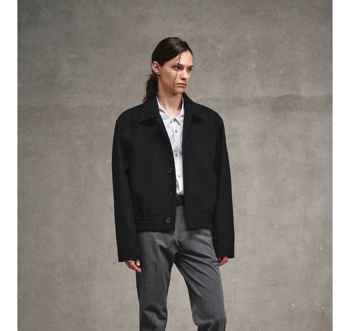 [44] 엘무드 엘버튼 울 블루종 자켓 블랙 상품이미지4