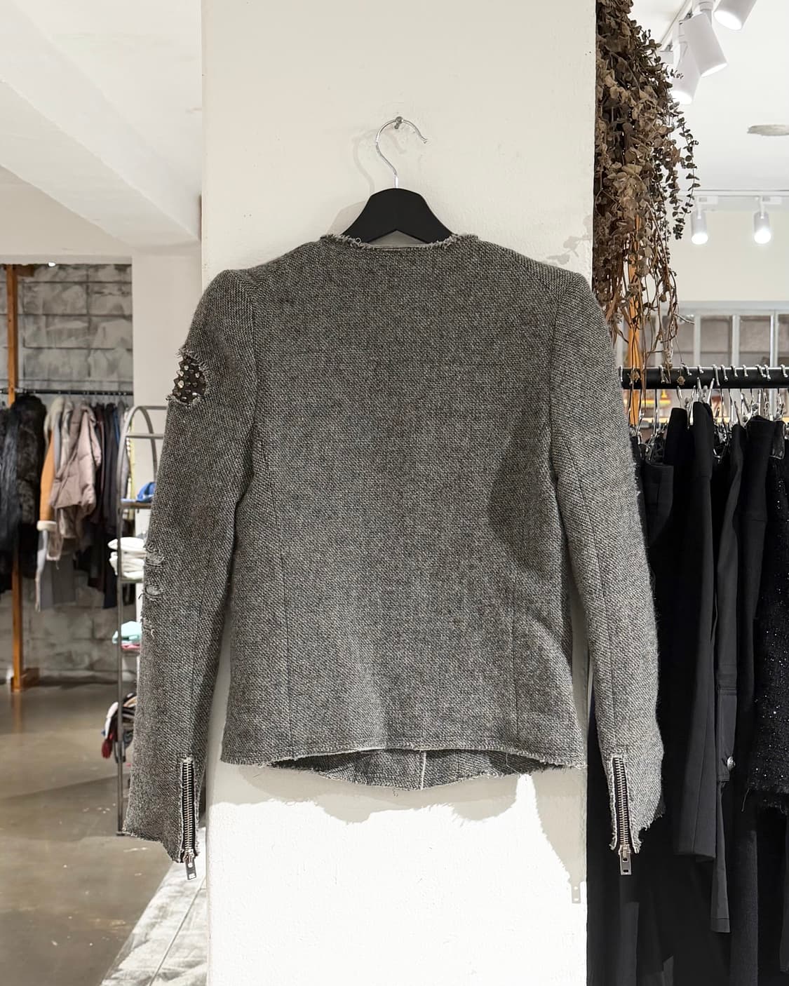 이로 그레이 트위드 오픈 프론트 자켓 상품이미지7