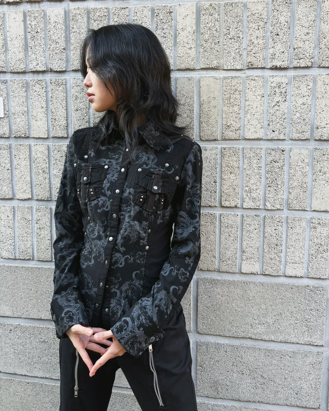 오즈온 오리엔탈 패턴 셔츠 상품이미지1