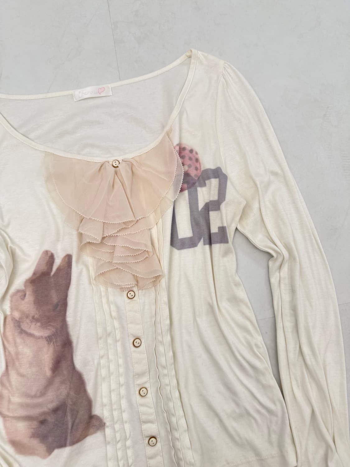 토끼 프린팅 프릴 긴팔티 상품이미지6