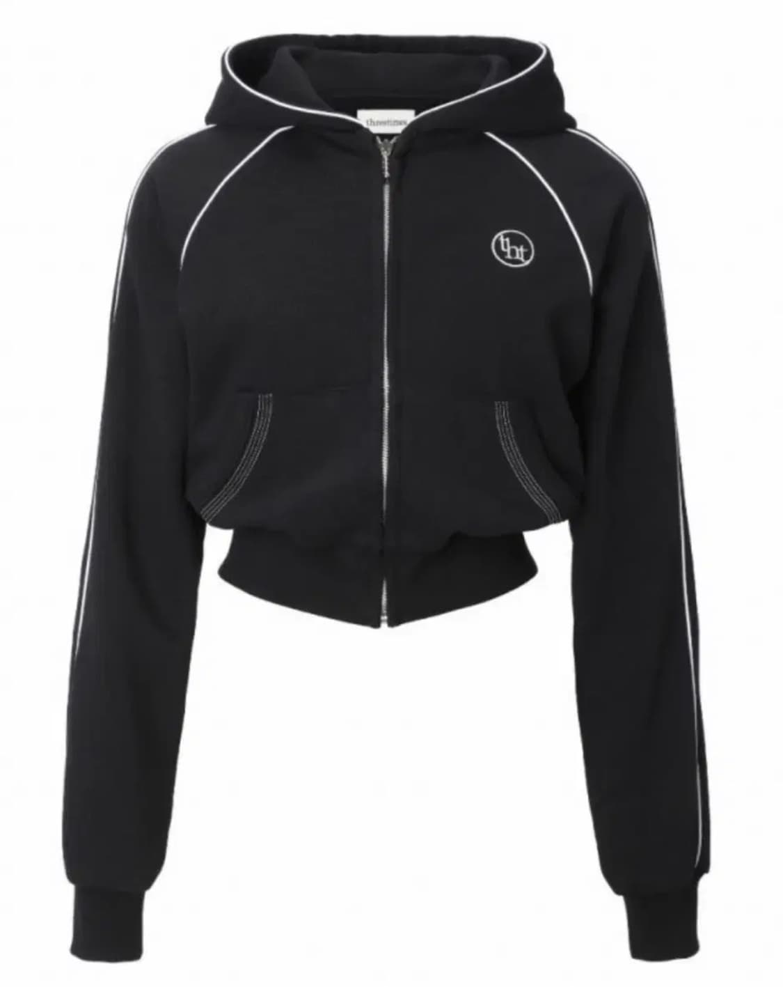 택O) 쓰리타임즈 piping crop hoodie M 상품이미지1