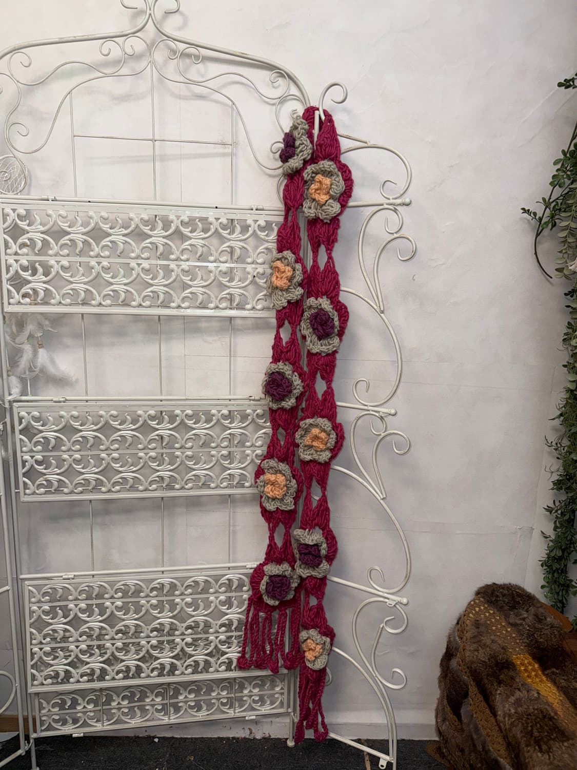 Hot pink flower crochet knit muffler  상품이미지4