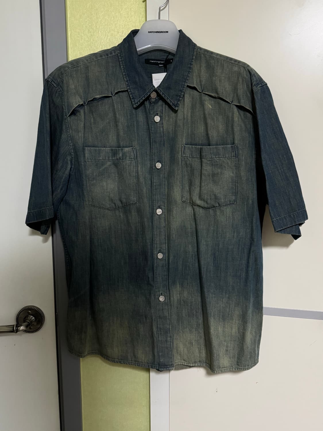 해칭룸 반팔 데님 셔츠 블루 4size 미시착 상품이미지1