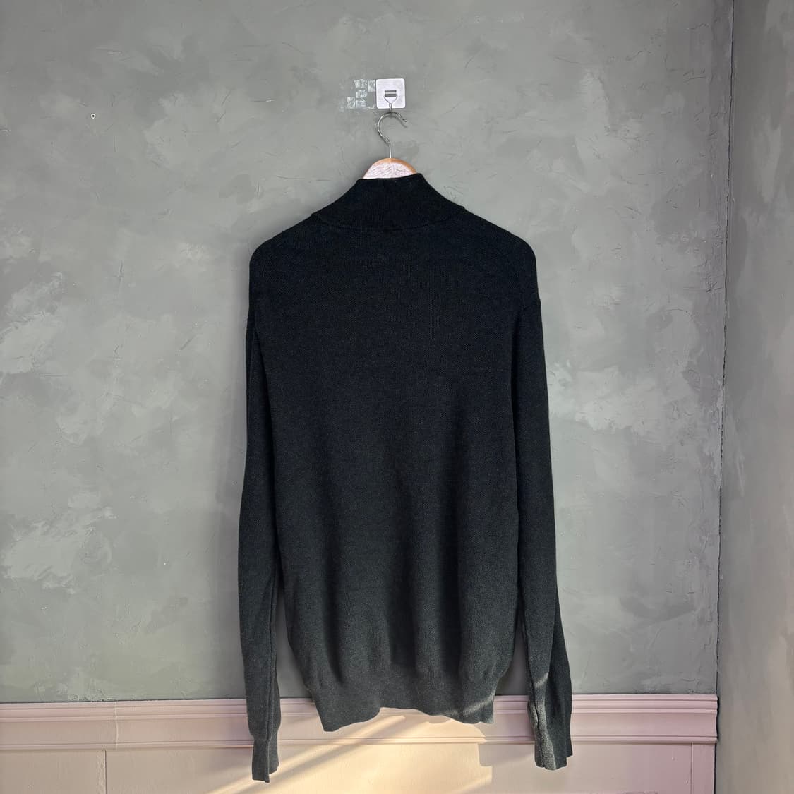 폴로 랄프로렌 피마코튼 니트 반집업 차콜 블랙 상품이미지4