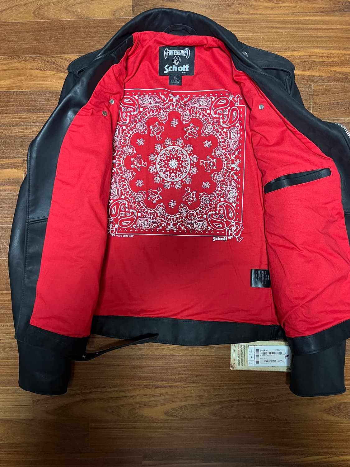 SCHOTT X Grateful Dead 스콧 블랙 레더 라이더 자켓 상품이미지7