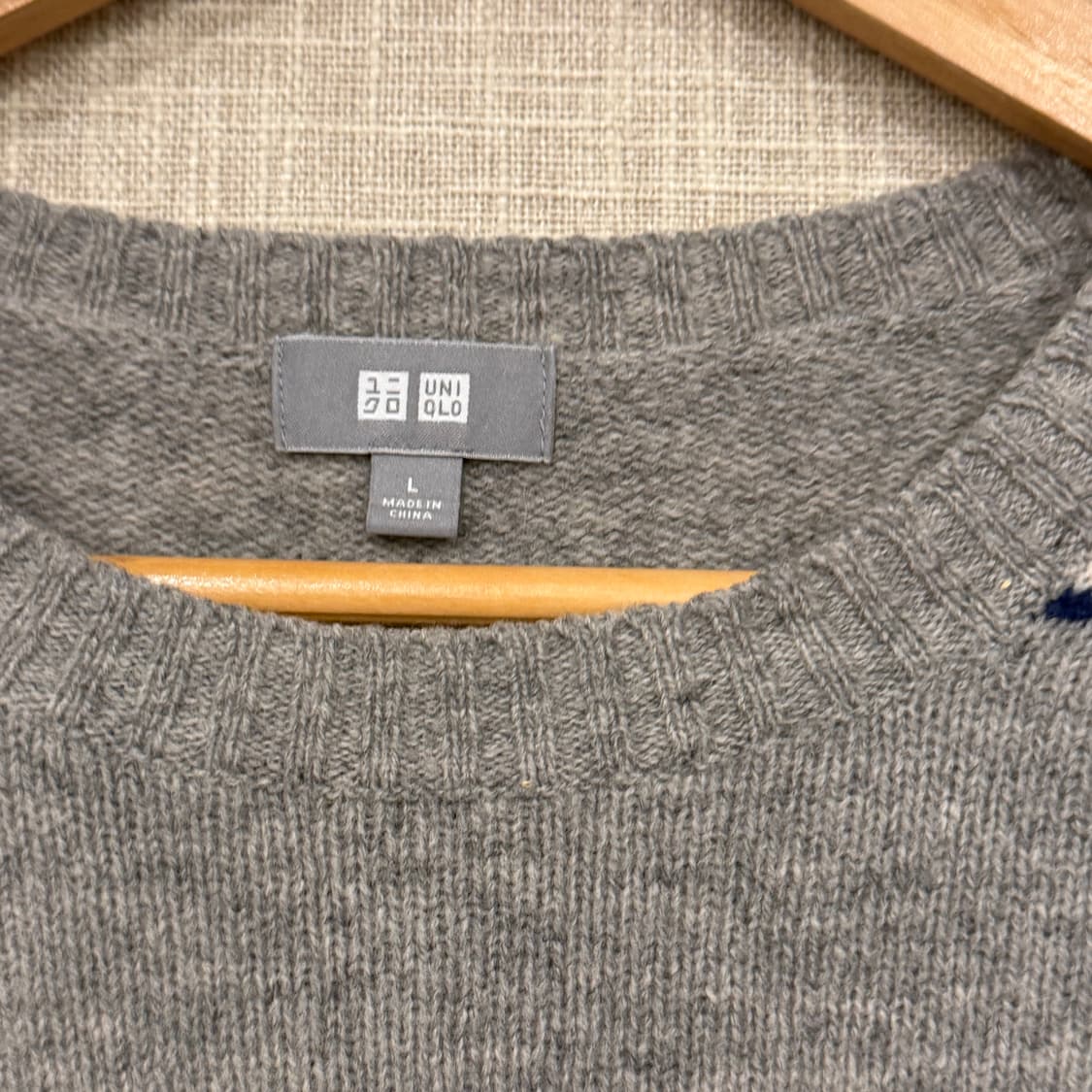 유니클로 스트라이프 울100% 니트 L 그레이(W) 상품이미지2