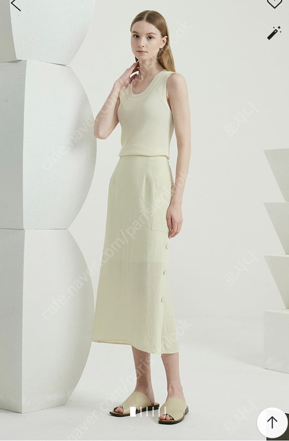 타임 버튼 패널 스커트 55사이즈 상품이미지5