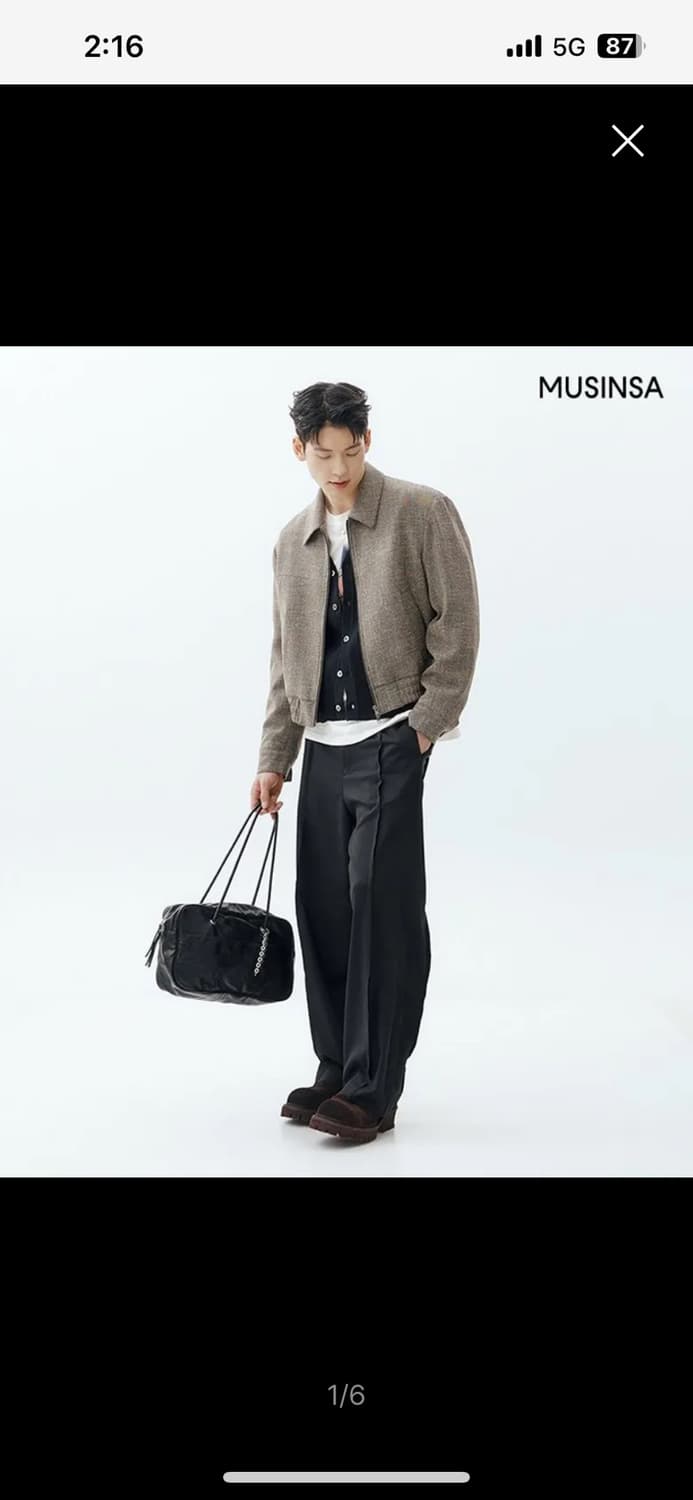 엘무드 TAKISADA 링클 프리 트위드 블루종 자켓 럭스 스톤 상품이미지3