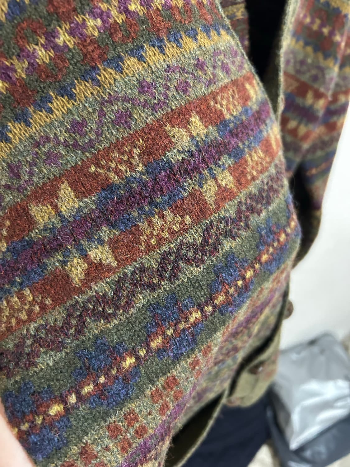 폴로 랄프로렌 페어아일 니트 울 가디건 카키 m 상품이미지2