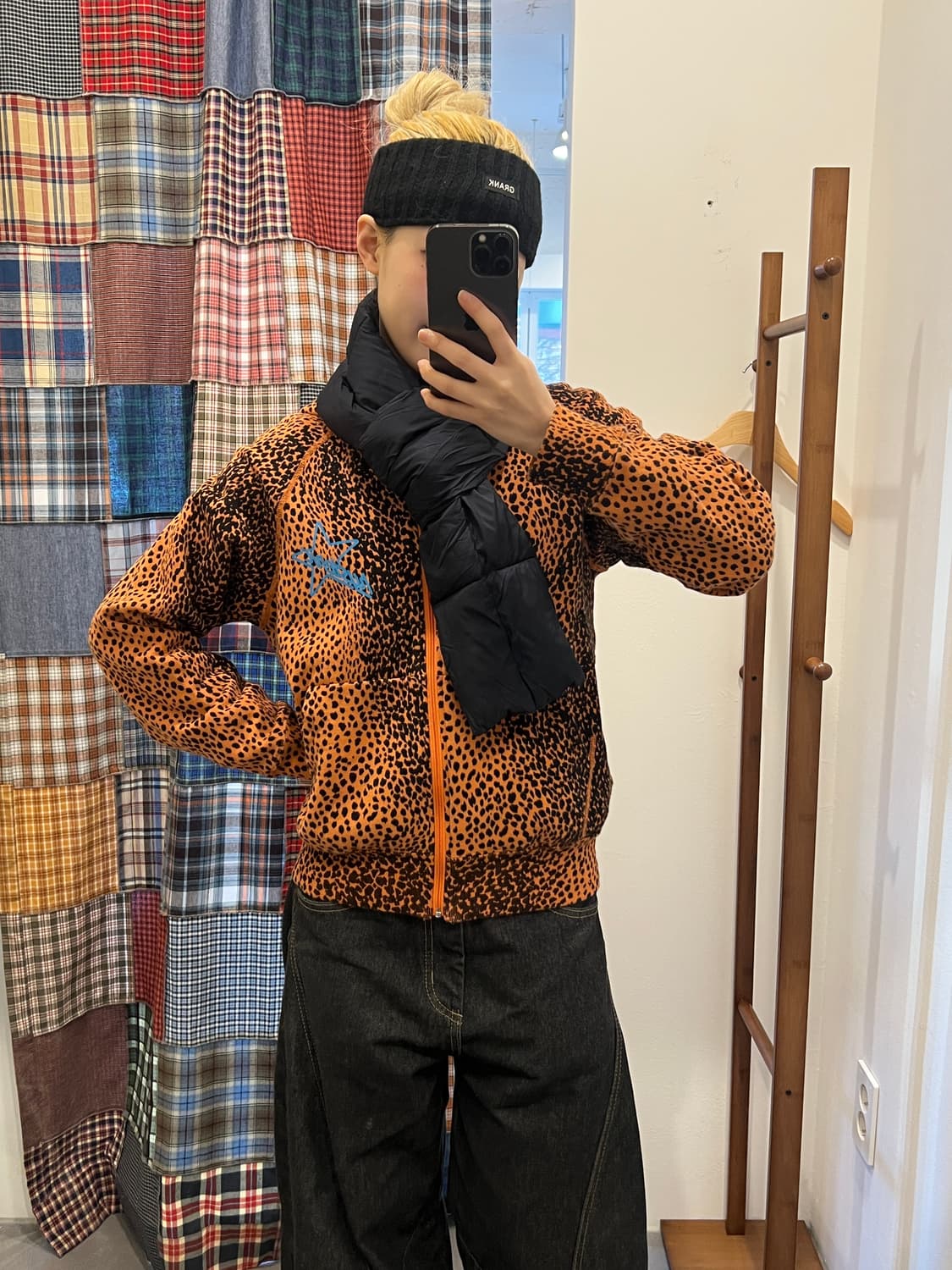 히스테릭글래머 오렌지 호피 스타 후드집업 상품이미지4