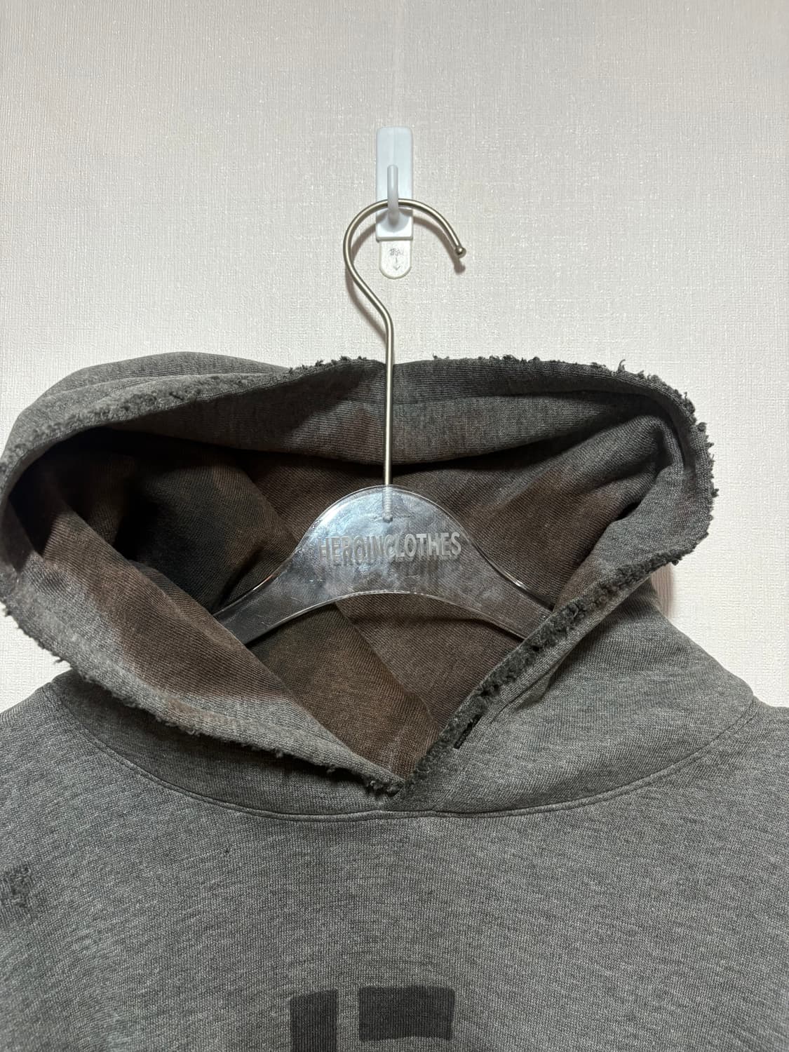 [M] Hanes Damage custom Gray Hoodie 상품이미지3