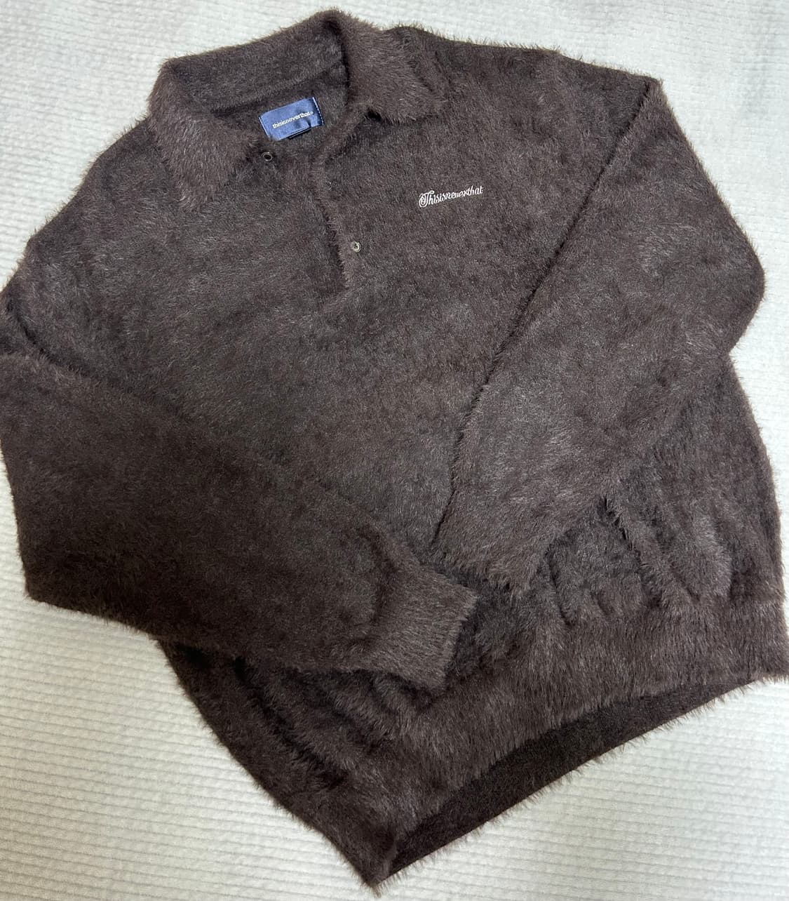 Script Shaggy Knit Polo Dark Brown  상품이미지1