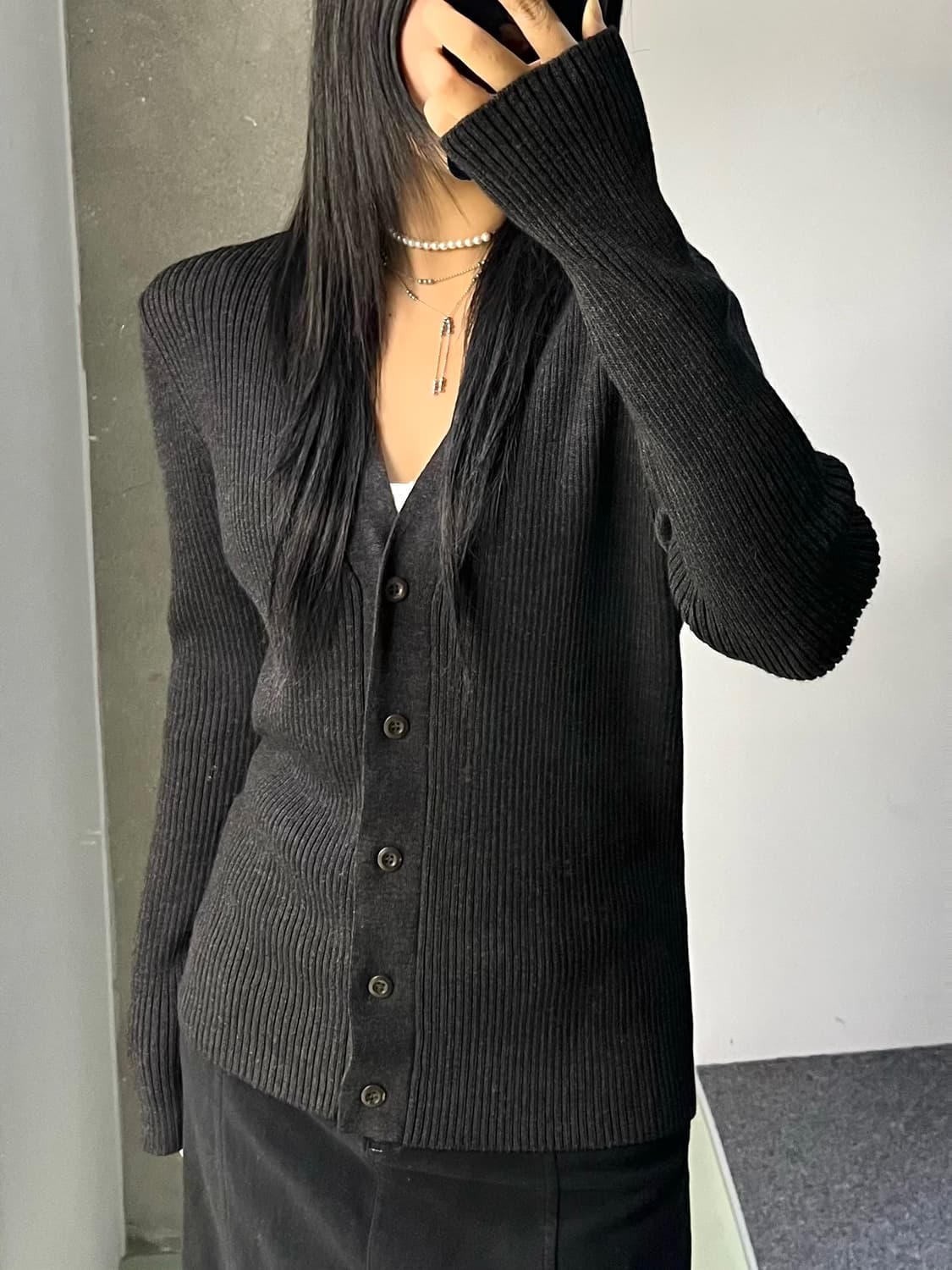 프라다 베이직 리브드 울 가디건 상품이미지1