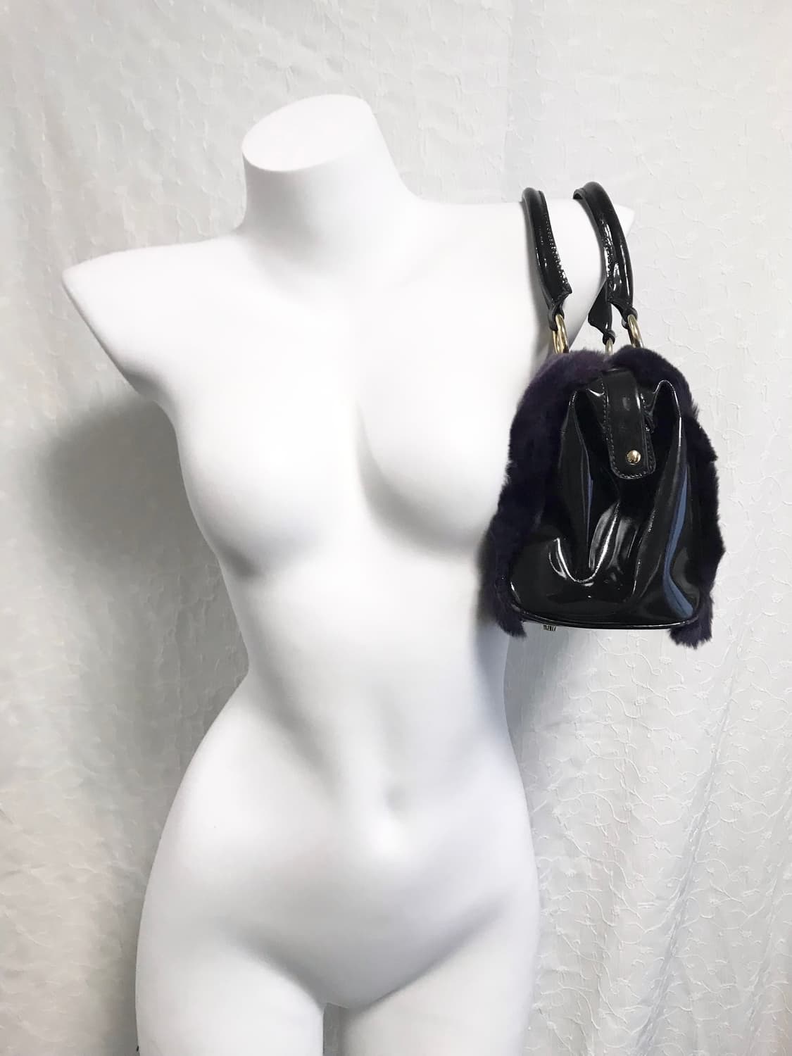 빈티지 lovcat 러브캣 갸루 큐빅 챰 퍼 토트백 가방 상품이미지3