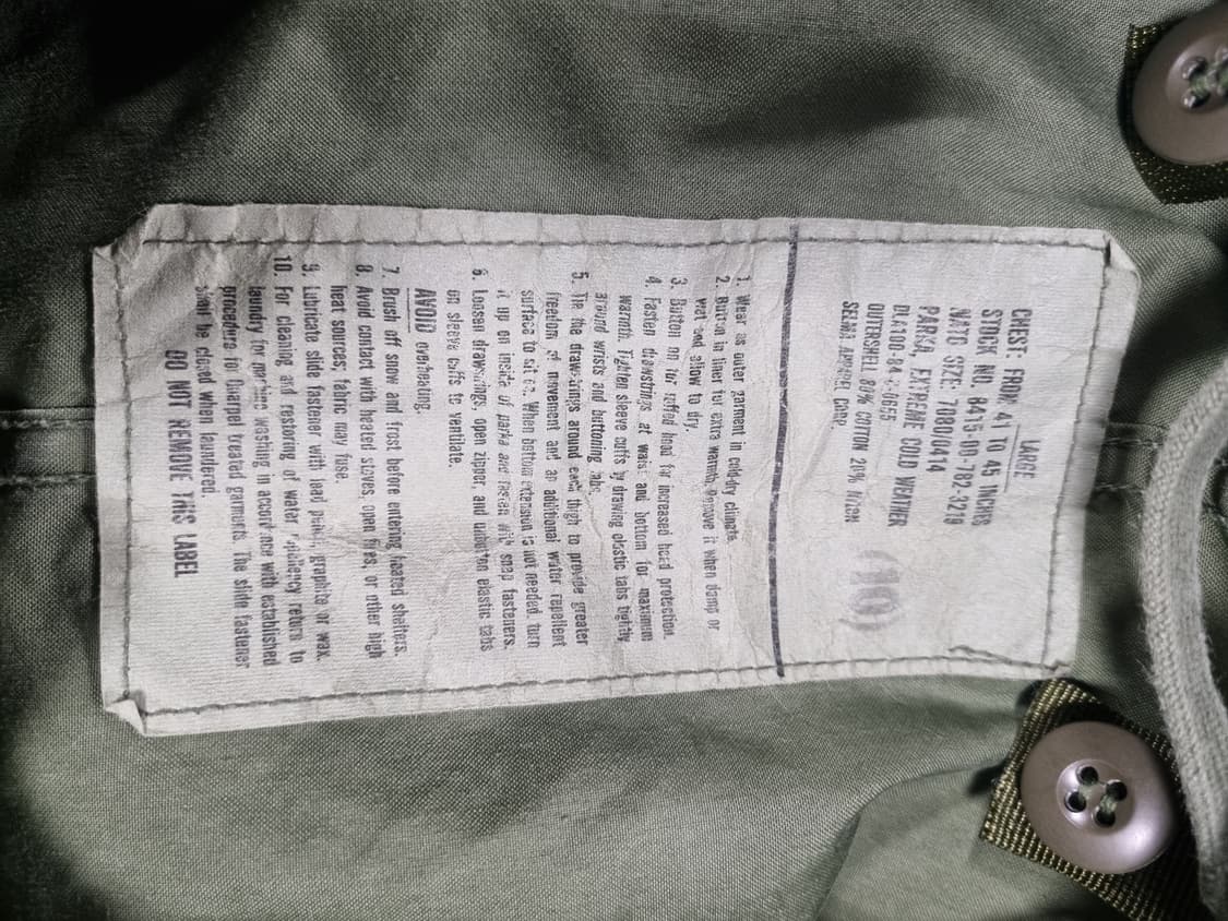 미군 M65 피쉬테일 오리지널 개파카 상품이미지3