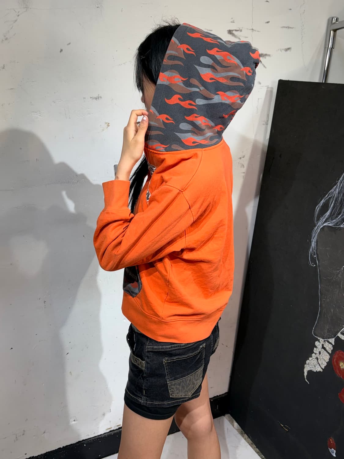할리데이비슨 오렌지 카모 후드 집업 os 상품이미지5