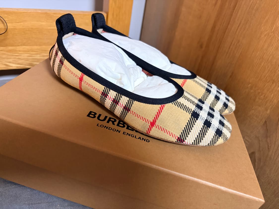 버버리 체크 패턴 플랫 슈즈 36 여성 단화 로퍼 230 상품이미지5