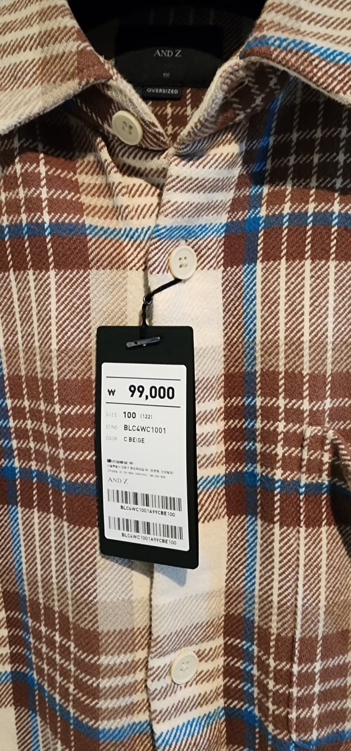(새상품)ANDZ 오버핏 아우터형 체크 셔츠 베이지 L 상품이미지5