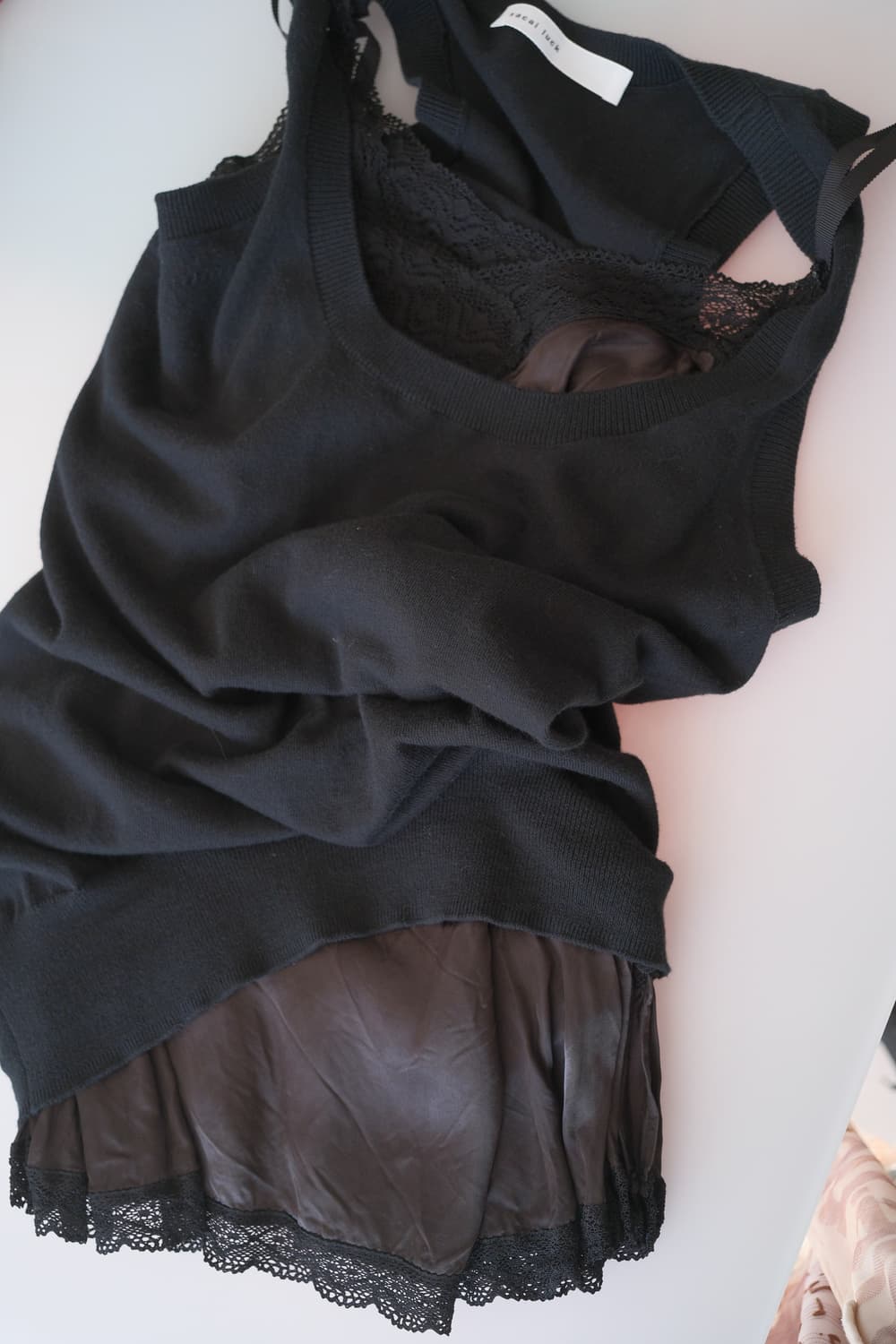 Lace slip layered knitted sleeveless loo 상품이미지9