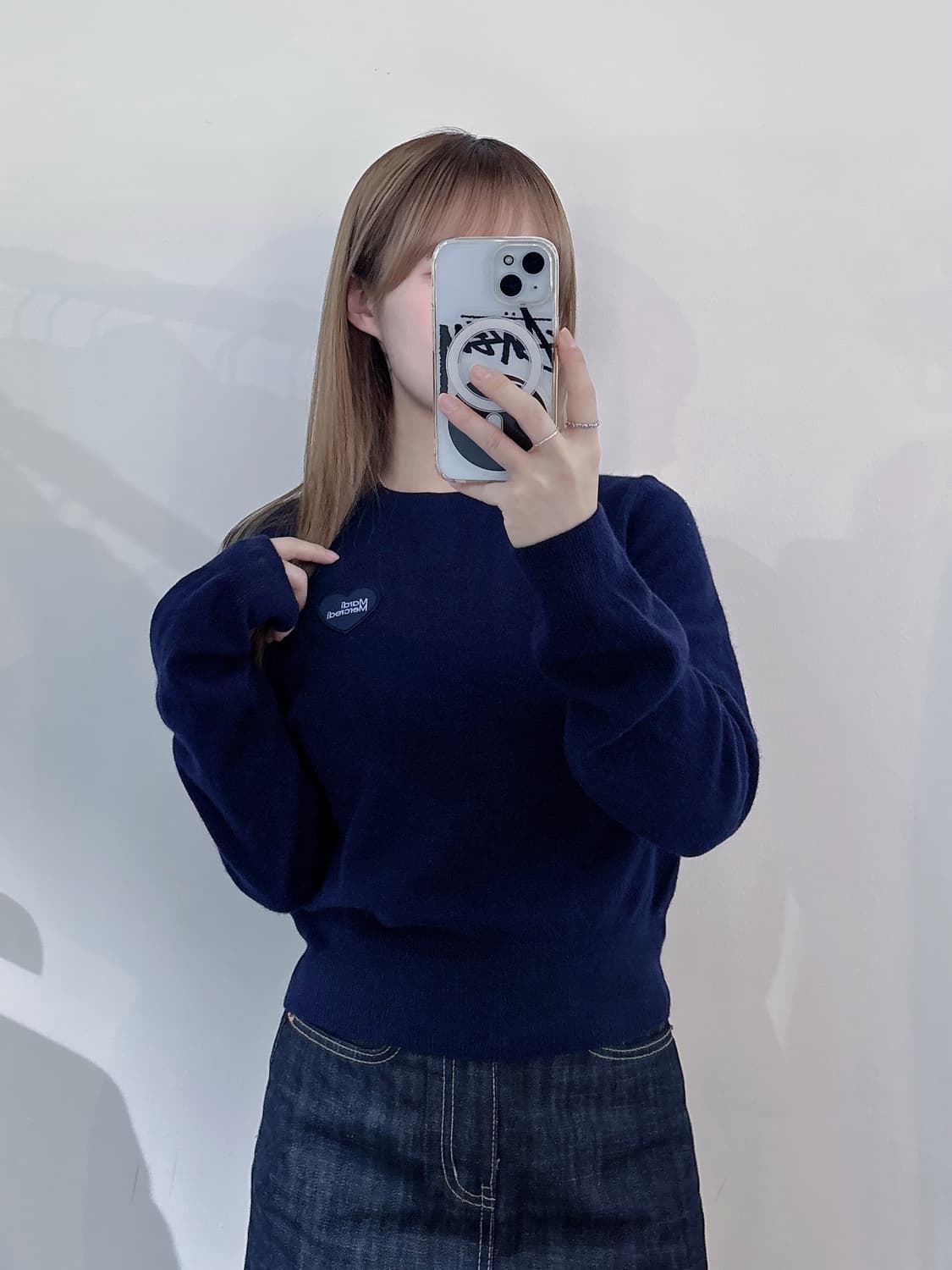 마르디 라쿤 하트로고 네이비 니트 상품이미지1