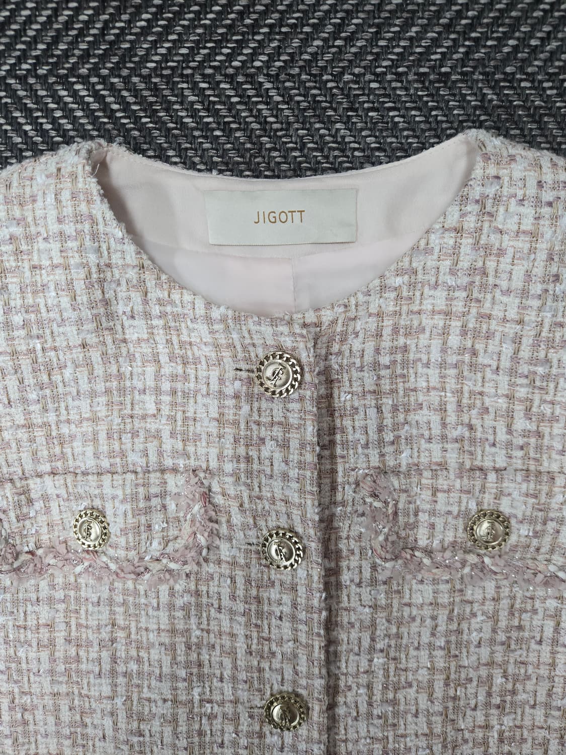 지고트 JIGOTT 핑크 트위드 자켓 상품이미지4