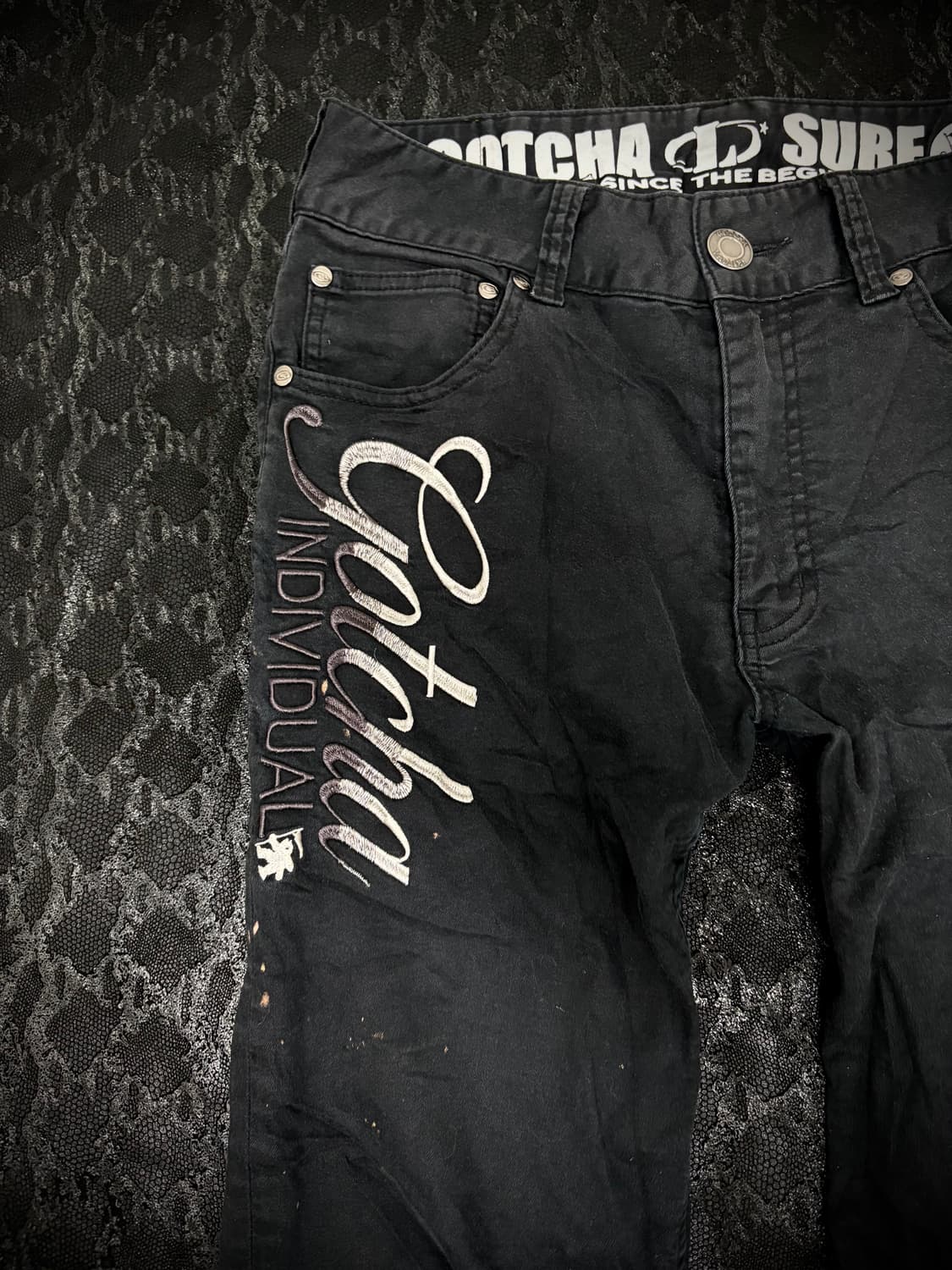 “Gotcha” Y2K Lettering Black Pants 상품이미지5