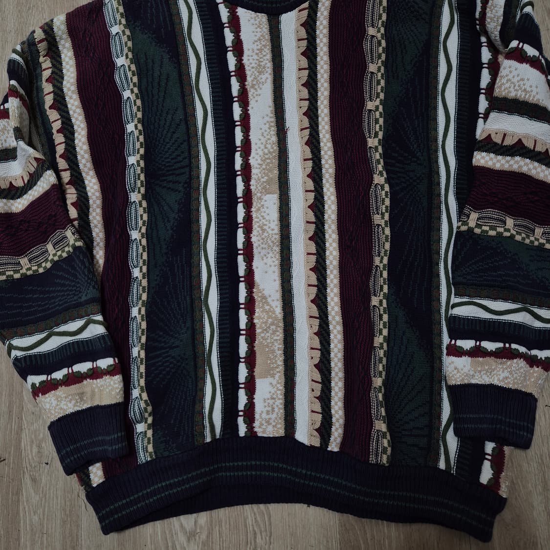 코튼 트레이더스 빈티지 아메카지 패턴 배색 케이블 니트 L(100) 상품이미지3