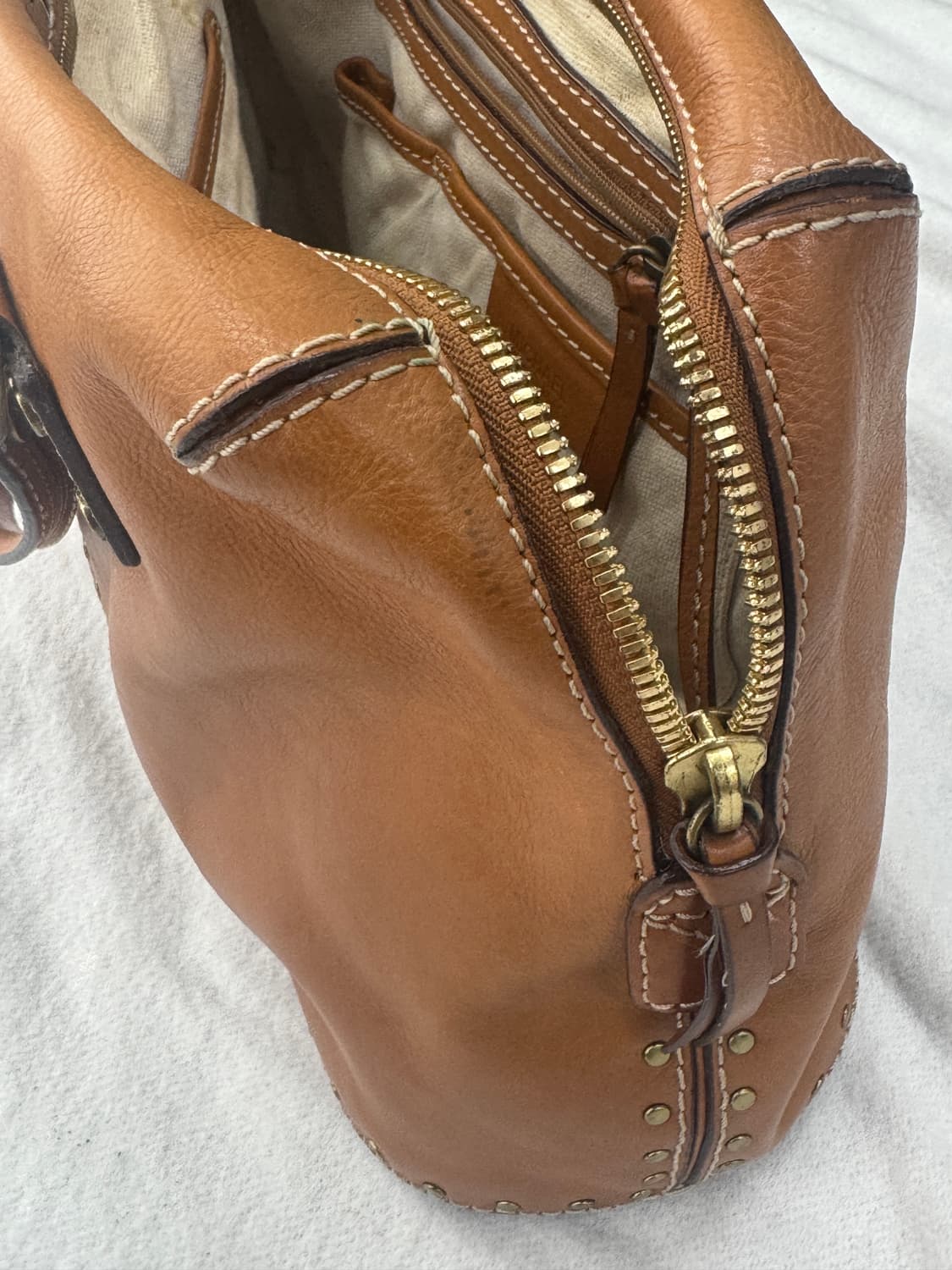 마이클 코어스  브라운 빈티지 레더 가죽 가방 숄더백 도트백 그런지 상품이미지6