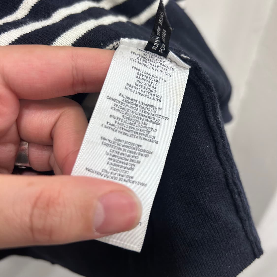 더블알엘 네이비 스트라이프 니트 슬리브 상품이미지6