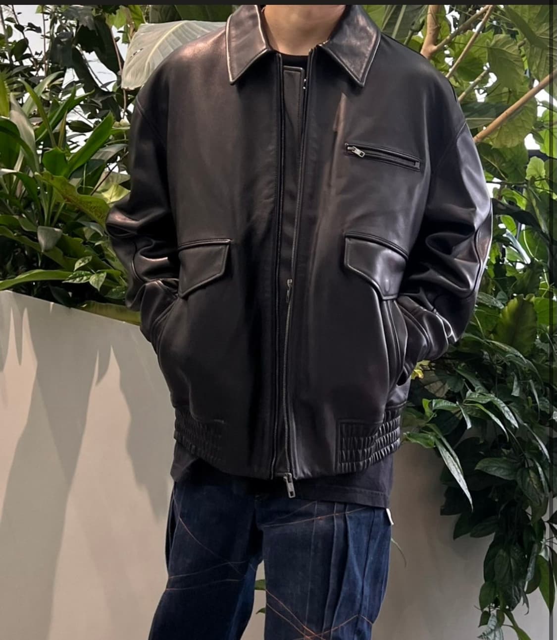 우영미 블랙 밴딩 가죽 재킷 24FW 50사이즈 상품이미지9