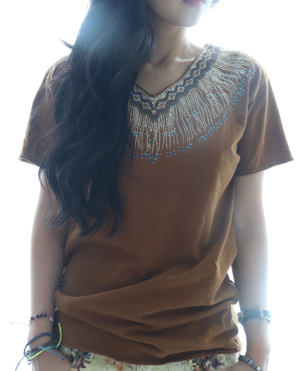 [Kapital] Beads V-Neck T-Shirt (Brown) 상품이미지8