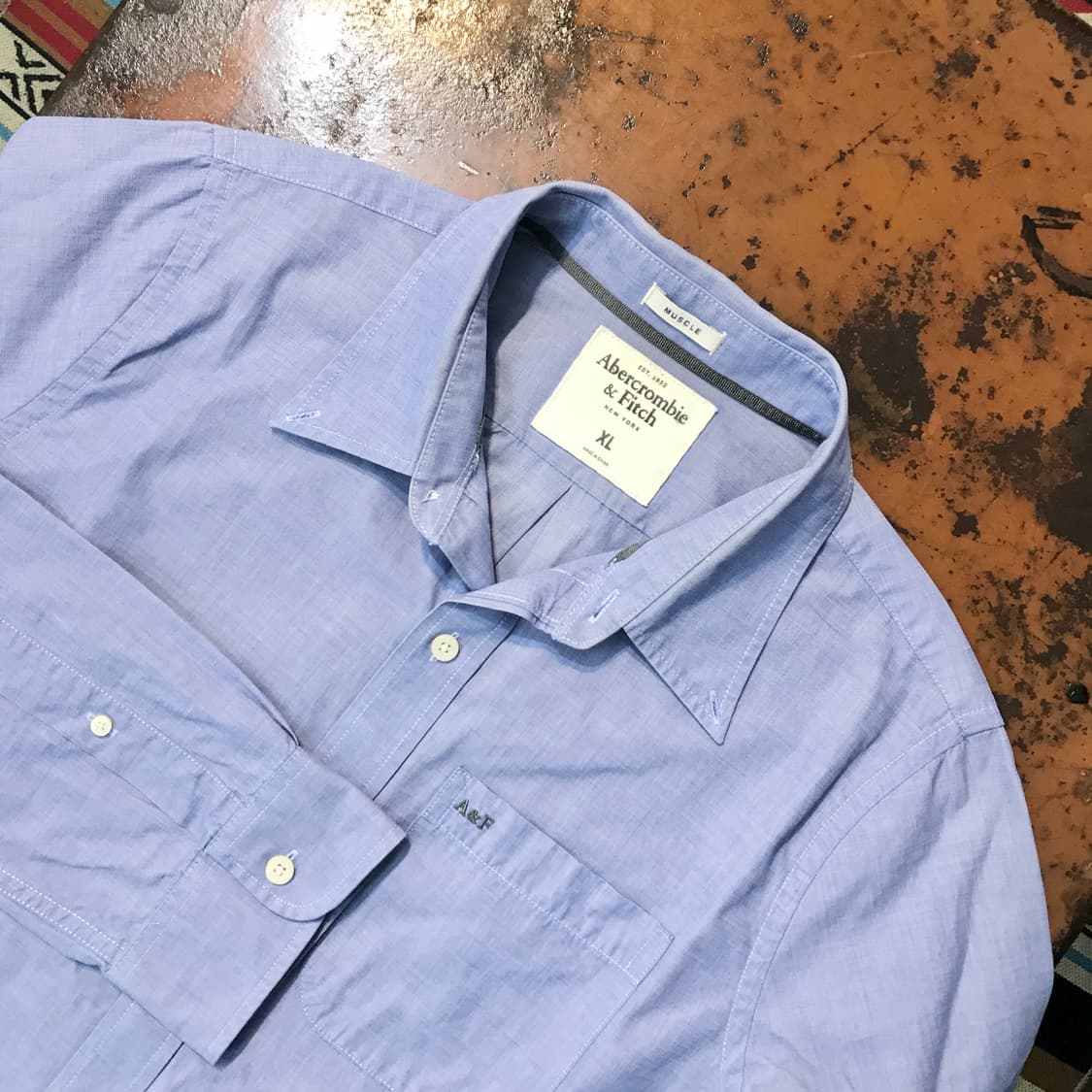 아베크롬비 블루 코튼 셔츠 남성 102 여성 루즈핏  상품이미지3