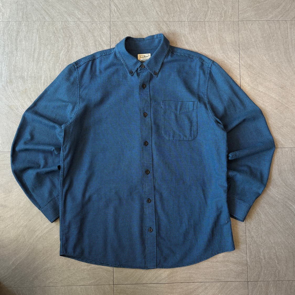 L.L.bean 정품 엘엘빈 체크 블루 해비 코튼 셔츠 상품이미지1