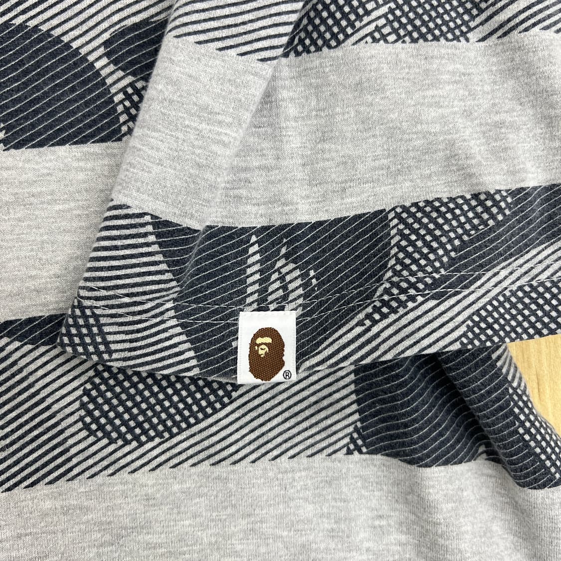 Bape 베이프 그레이 카모 스트라이프 반팔 티셔츠 M 상품이미지8