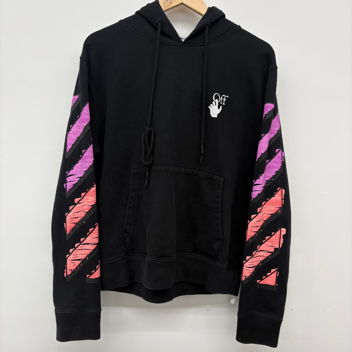 오프화이트 블랙 스트라이프 후드티 남/M 상품이미지2