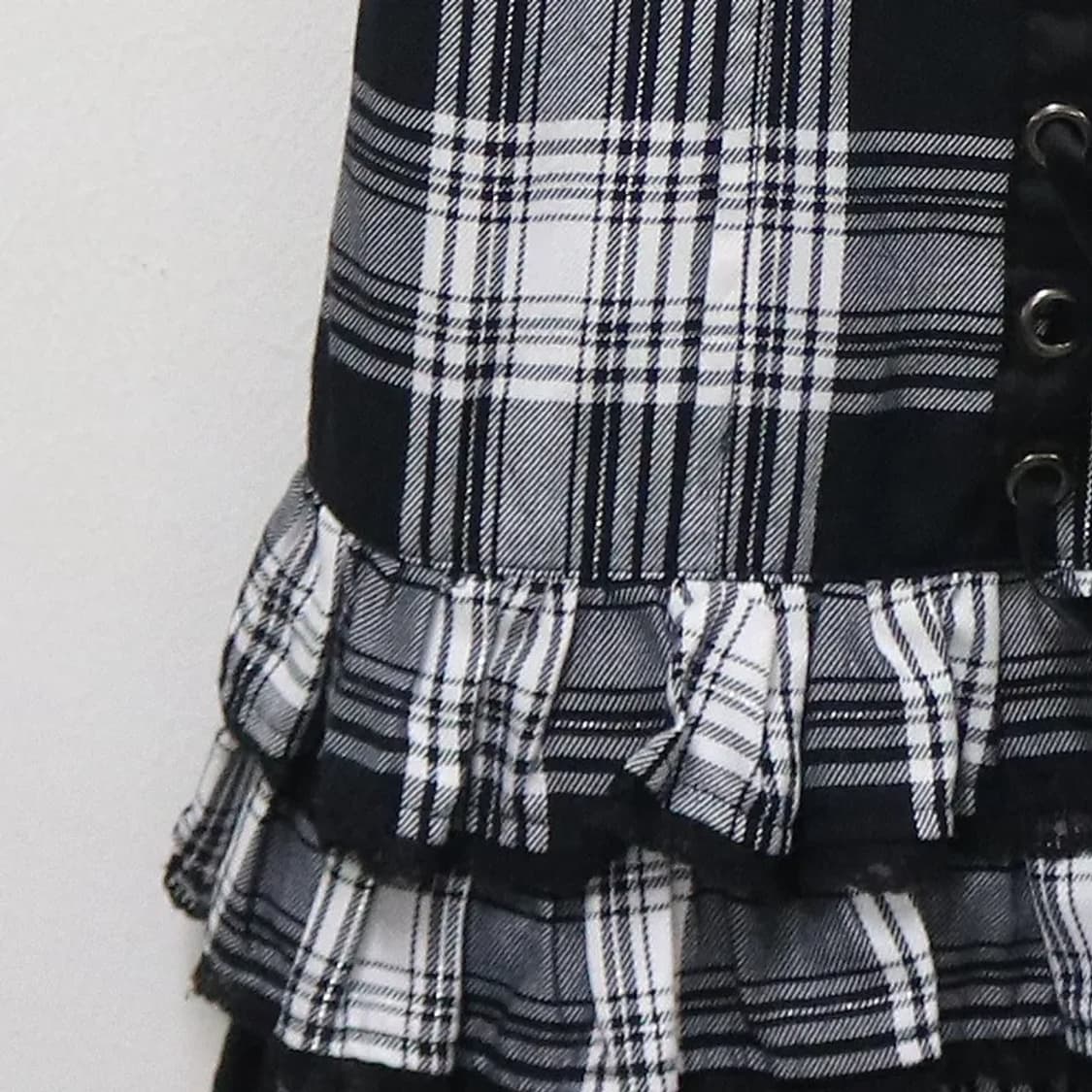 블랙 체크 뷔스티에 미니 원피스 61133 상품이미지6